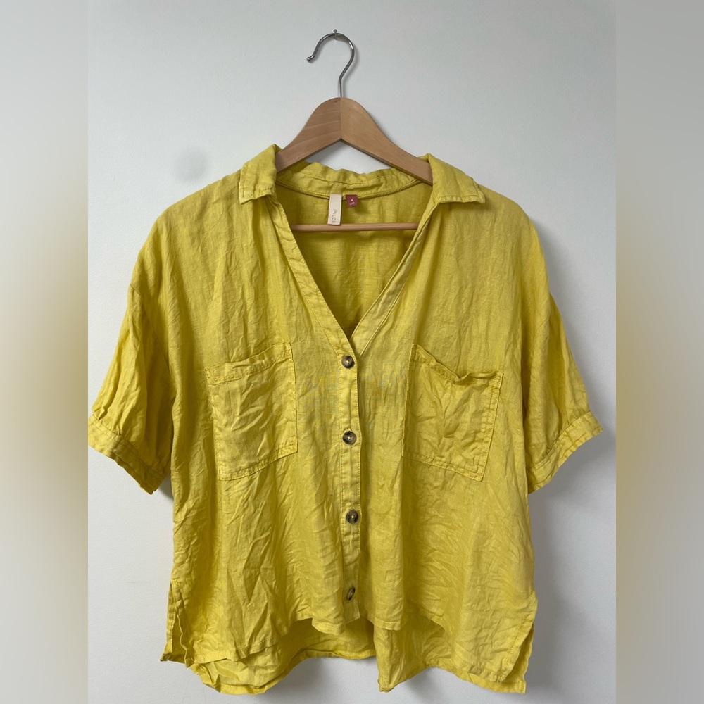 Anthropologie Pilcro linen top in gold